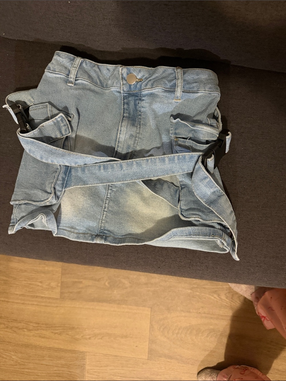 Fashion Nova Light Blue Denim Mini Skirt with Removable Belt